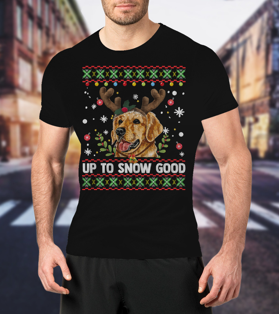 Golden Retriever Dog Reindeer Up To Snow Good T-Shirt