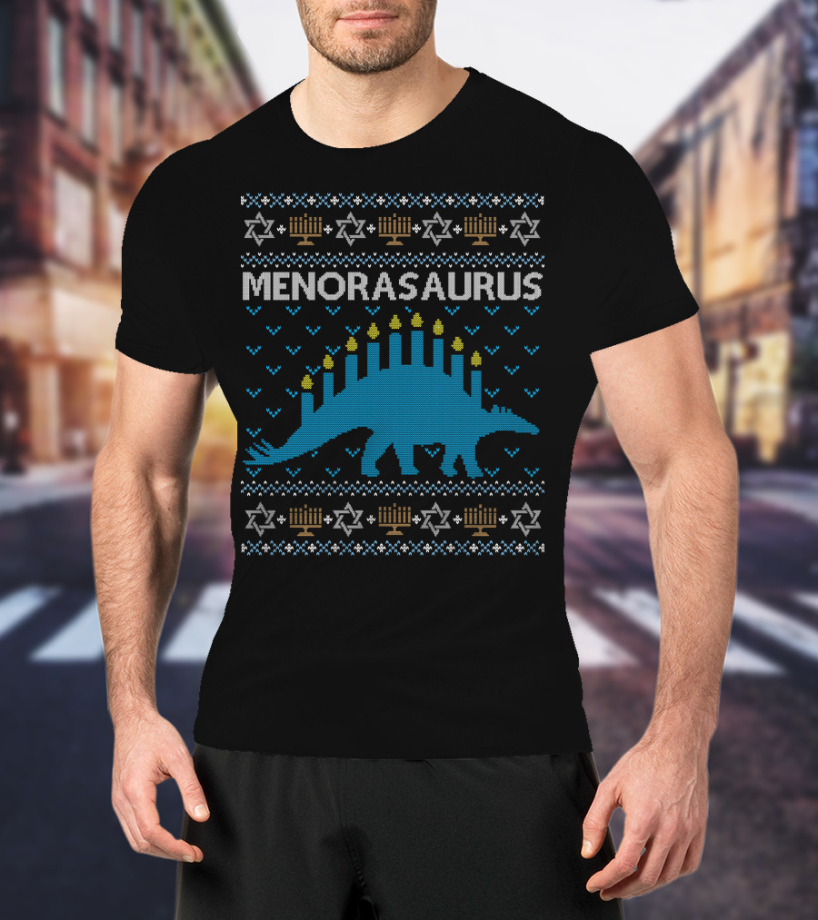 Menorasaurus Hanukkah Dinosaur Menorah Candles T-Shirt