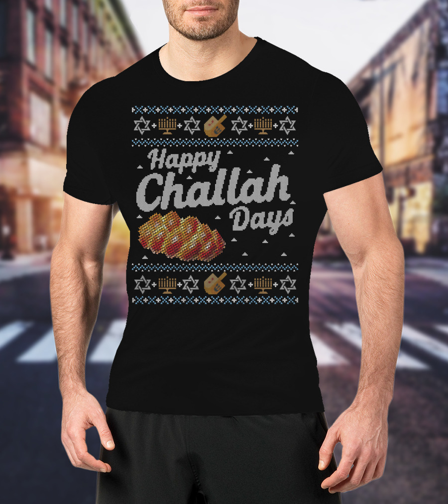 Hanukkah Happy Challah Days Menorah Star Of David Dreidel T-Shirt