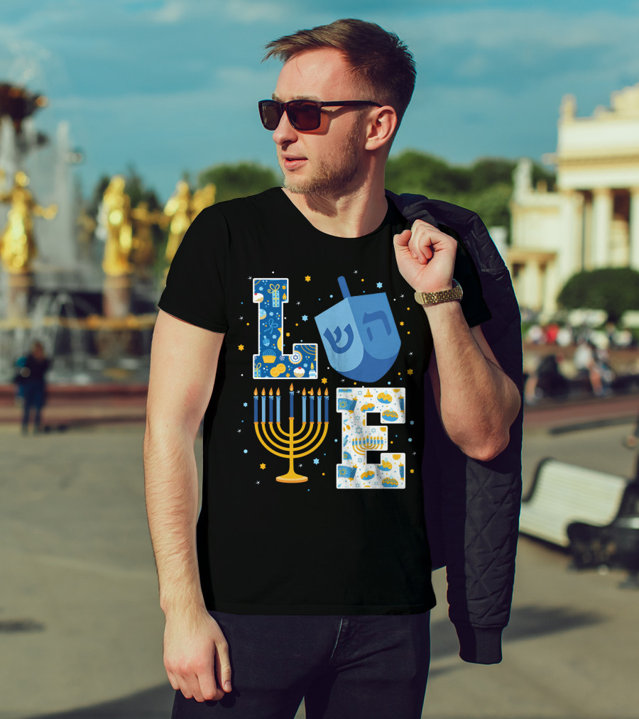 LOVE Hanukkah Dreidel Menorah Chanukah T-Shirt