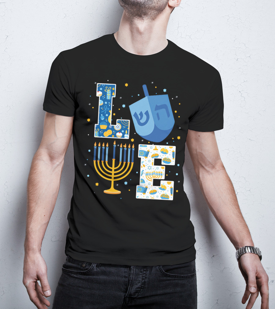 LOVE Hanukkah Dreidel Menorah Chanukah T-Shirt