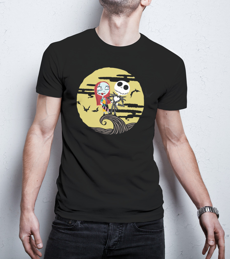 Disney Jack And Sally Moment Halloween Moon Scene T-Shirt