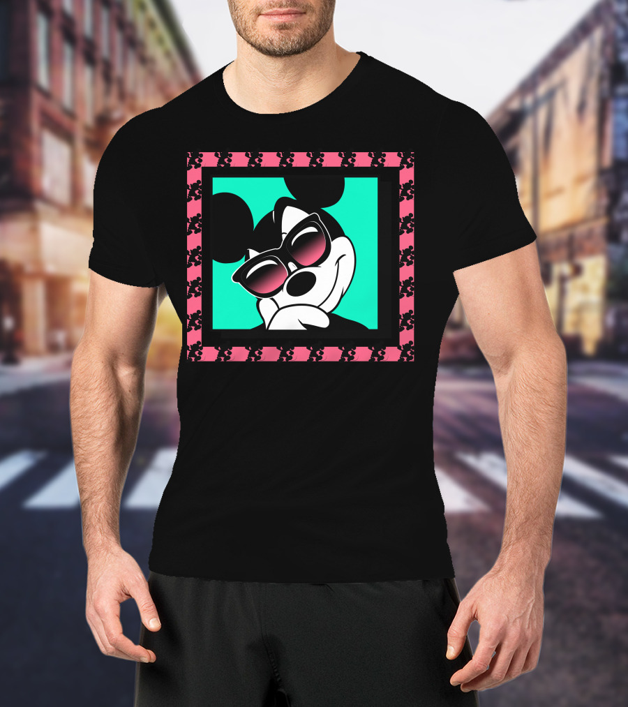 Mickey Mouse Cool Shades Neon Border T-Shirt