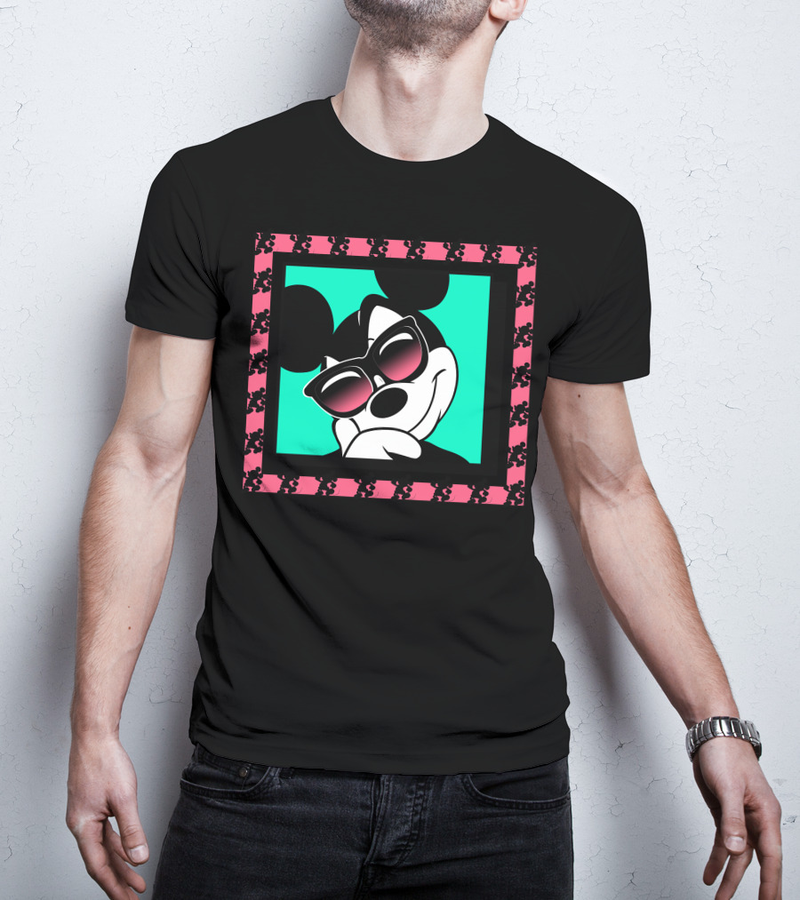 Mickey Mouse Cool Shades Neon Border T-Shirt