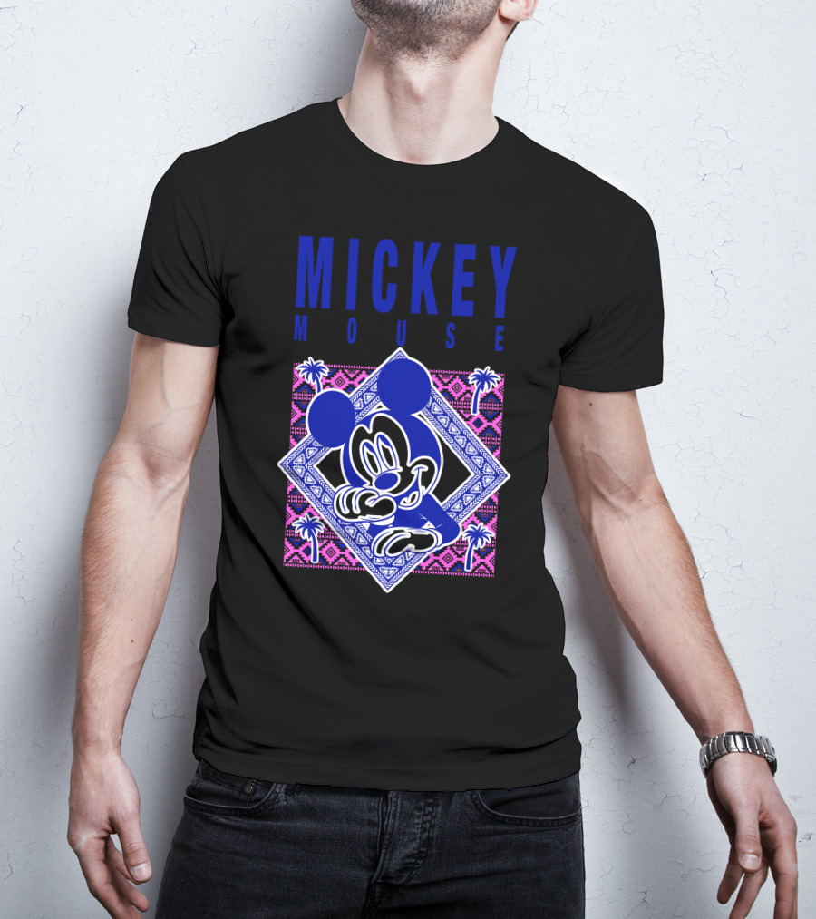 Mickey Mouse Neon Aztec Pattern Palms T-Shirt