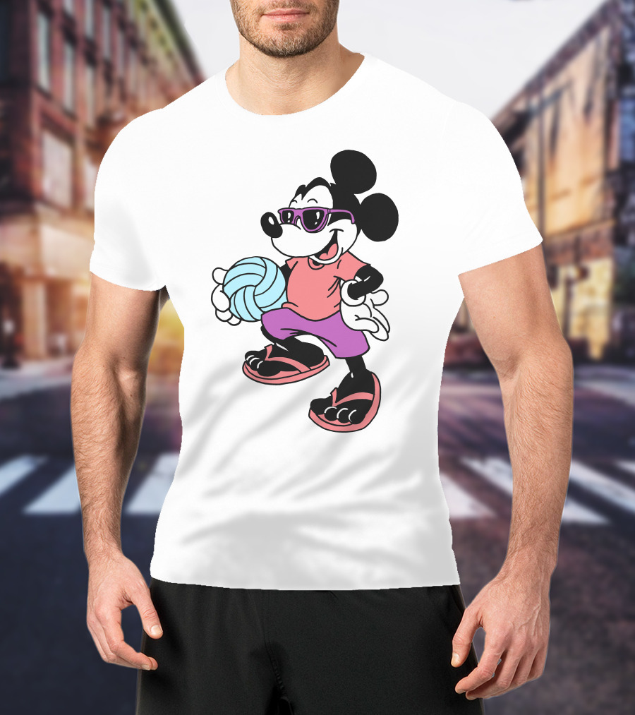 Disney Mickey Mouse Sunglasses Volleyball Playa Vibes T-Shirt