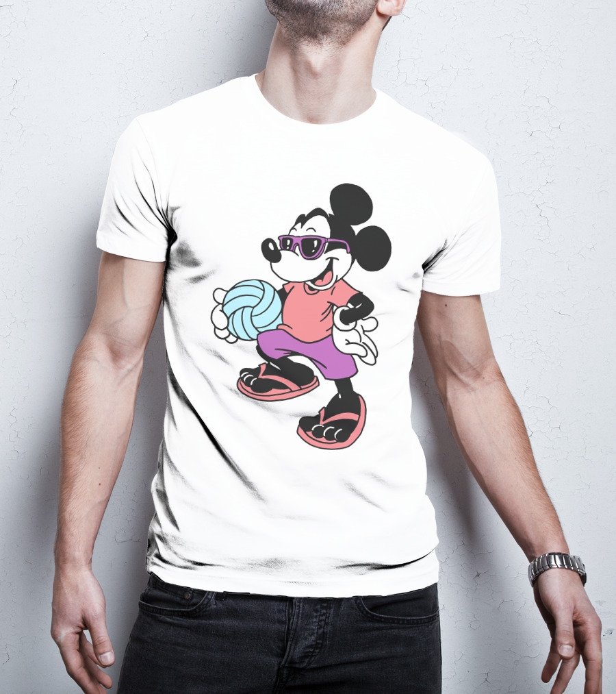 Disney Mickey Mouse Sunglasses Volleyball Playa Vibes T-Shirt