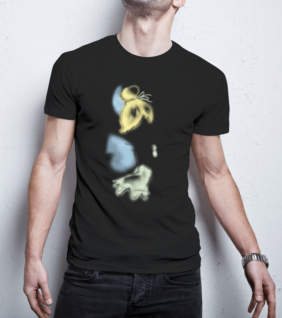 Disney Peter Pan Tinkerbell Black Airbrush Sketch Stars T-Shirt