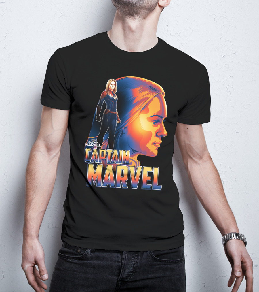 Captain Marvel Heroic Sunset Profile T-Shirt