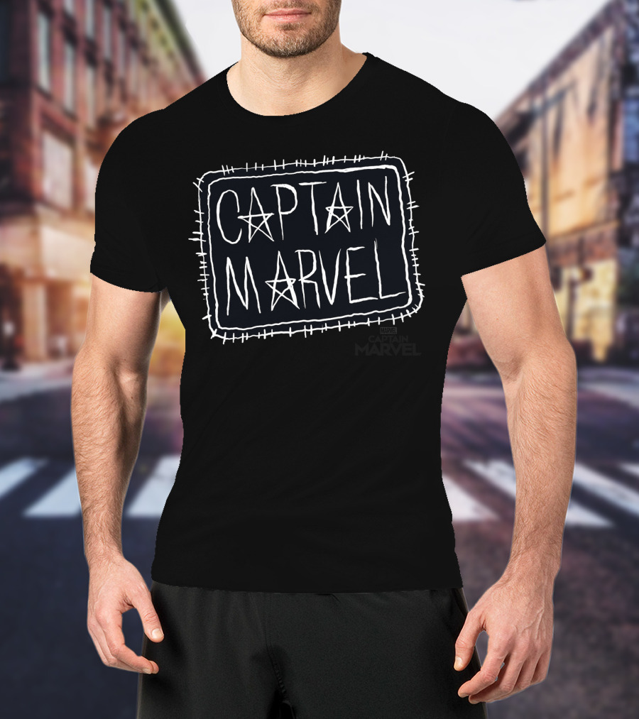 Captain Marvel Star Sketch Patch T-Shirt