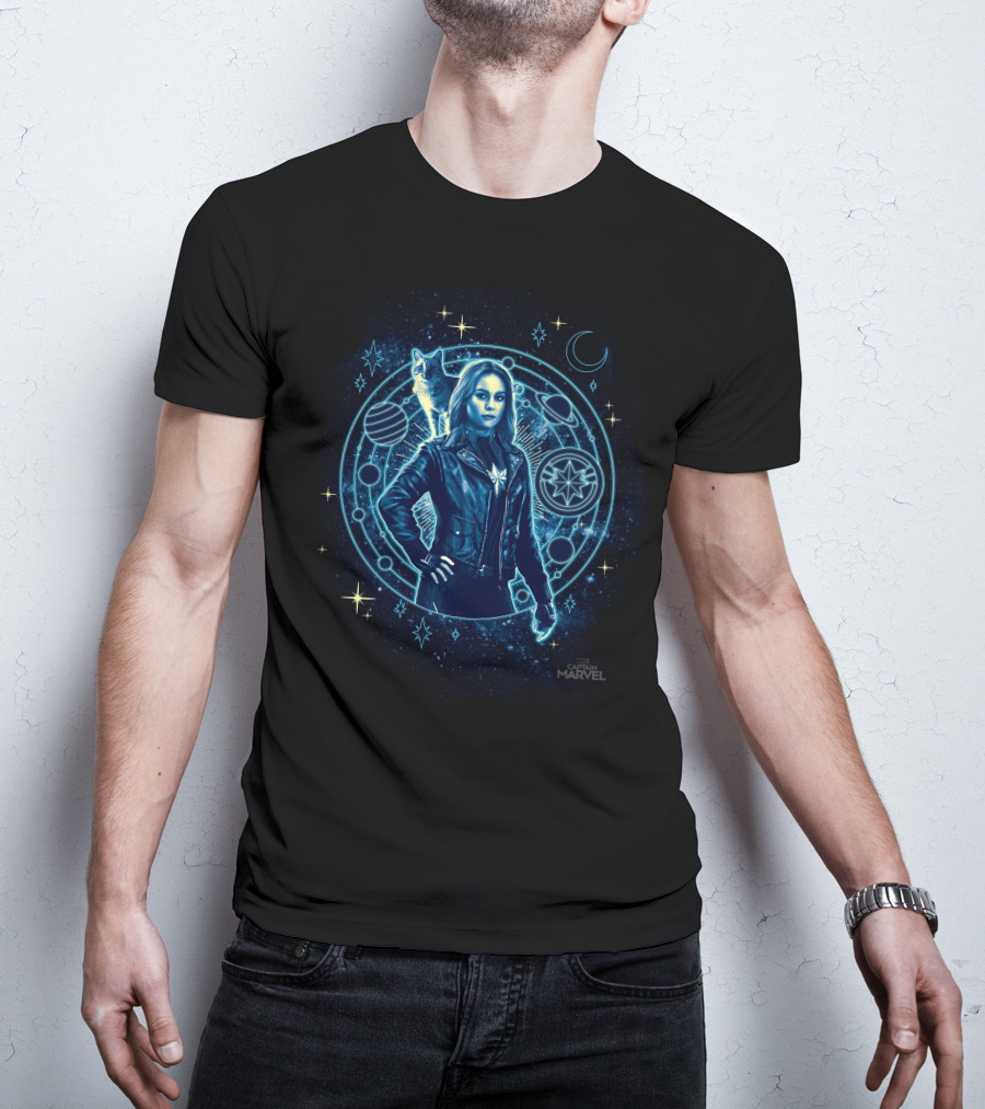 Captain Marvel Goose Cosmic Geometric Circle Space Adventure T-Shirt