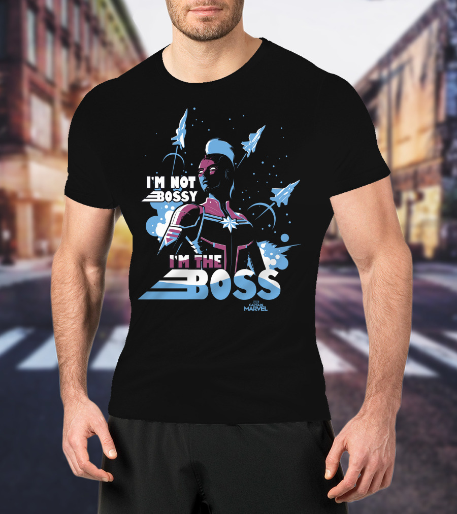 Captain Marvel I'm Not Bossy I'm The Boss Space Blue Red T-Shirt