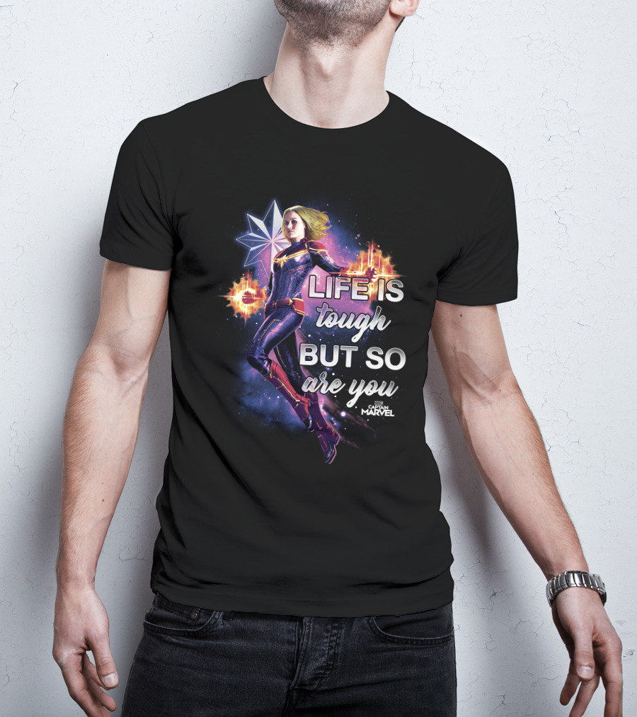 Captain Marvel Life Is Tough But So Are You Inspirational Quote Flight T-Shirt