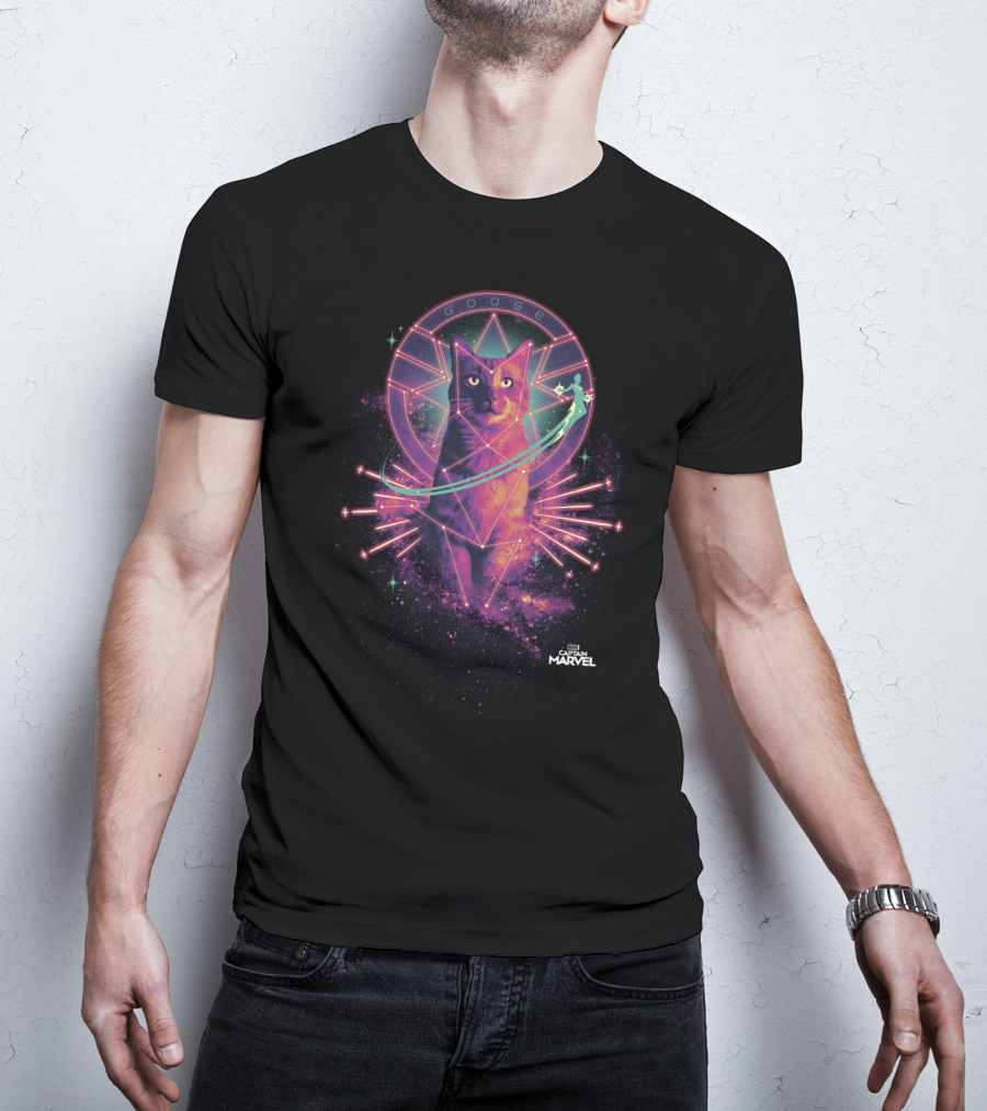 Captain Marvel Goose Cosmic Neon T-Shirt