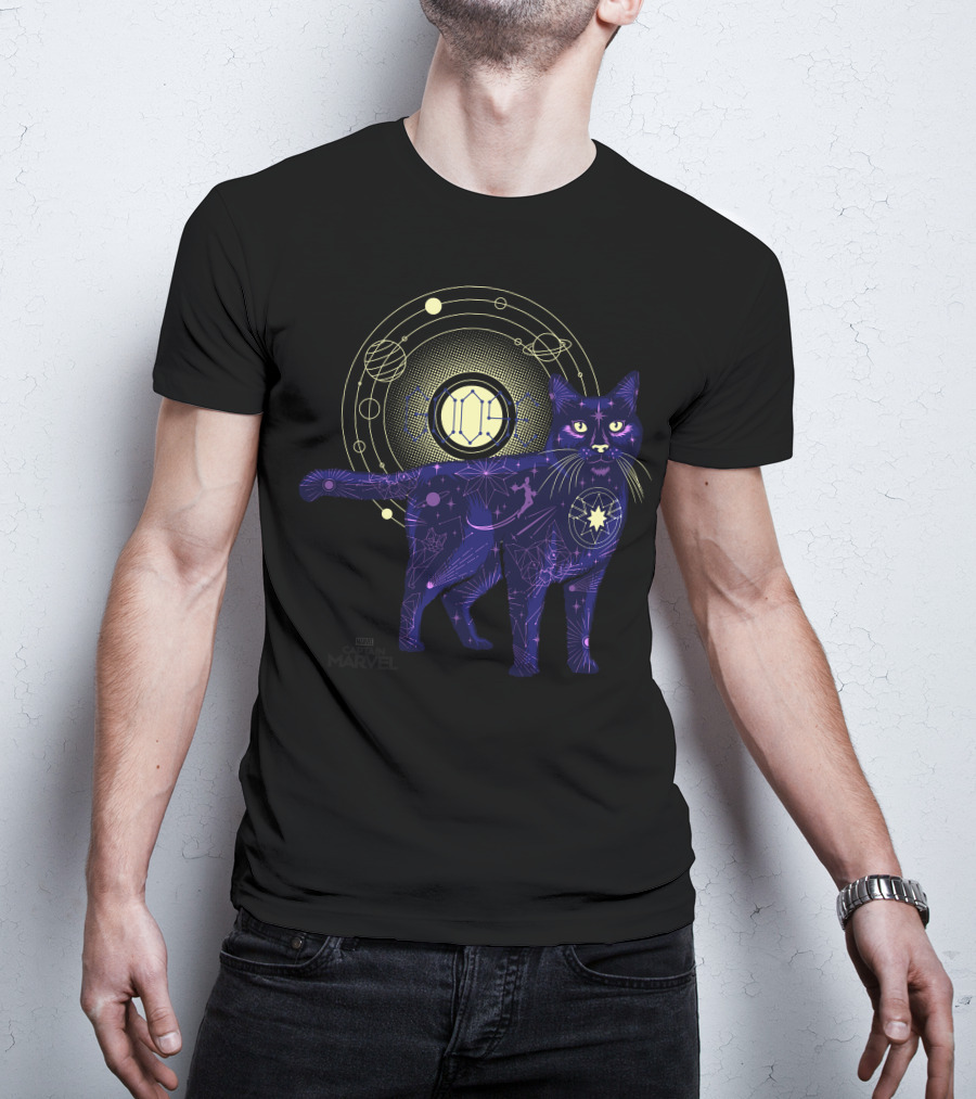 Captain Marvel Movie Goose Cat Geometric Galaxy T-Shirt