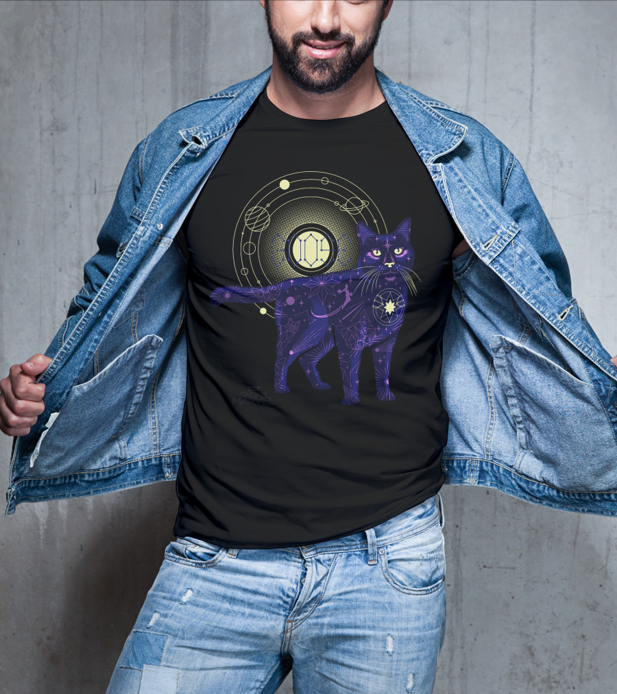 Captain Marvel Movie Goose Cat Geometric Galaxy T-Shirt