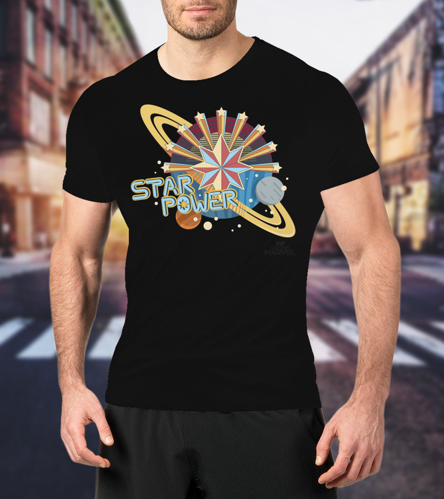 Captain Marvel Star Power Space Symbols T-Shirt