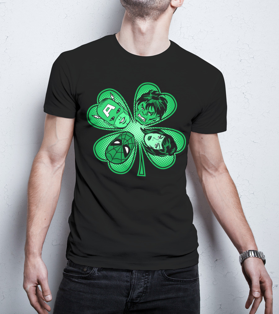 Marvel Avengers Shamrock Captain Spider Hulk Widow T-Shirt