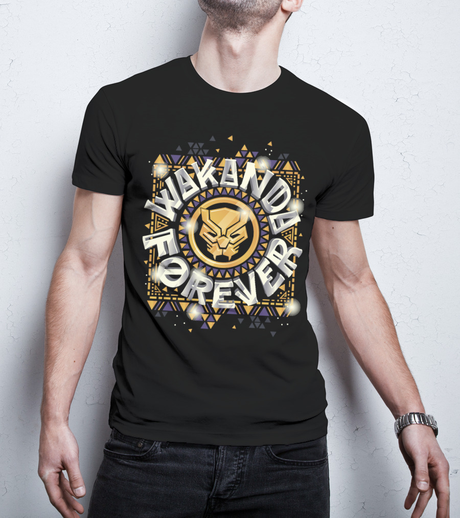 Wakanda Forever Marvel Black Panther Gleaming Symbol Square T-Shirt