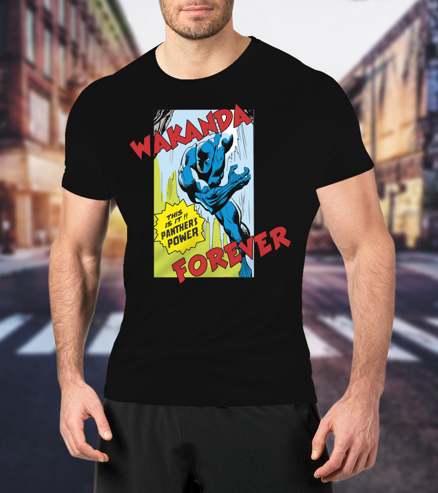 Wakanda Forever This Is It Panther's Power Marvel Black Panther Vintage Comic T-Shirt