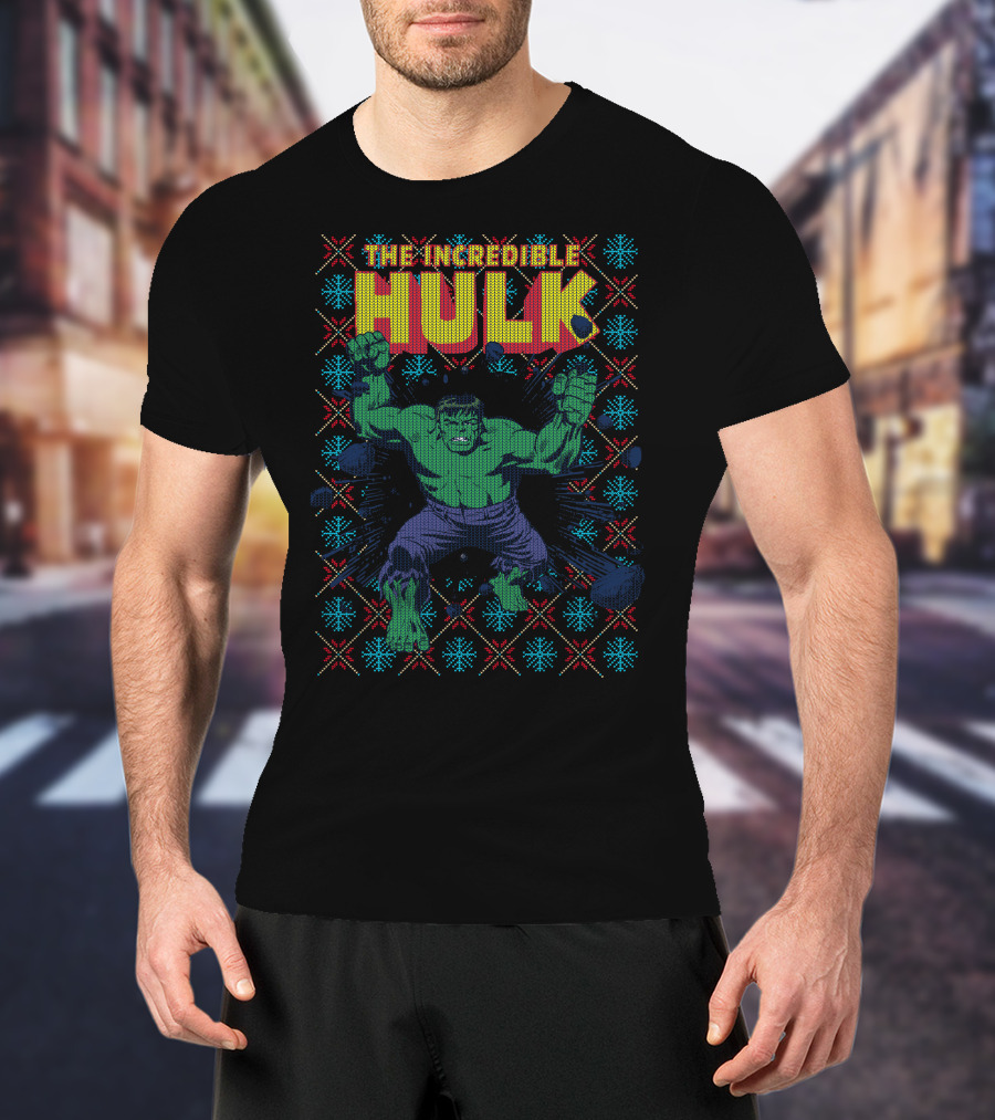The Incredible Hulk Smash Marvel Comic Retro Explosion Christmas T-Shirt