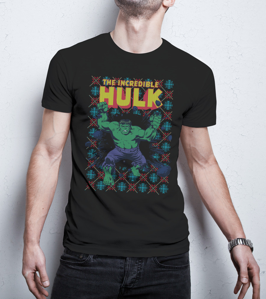 The Incredible Hulk Smash Marvel Comic Retro Explosion Christmas T-Shirt