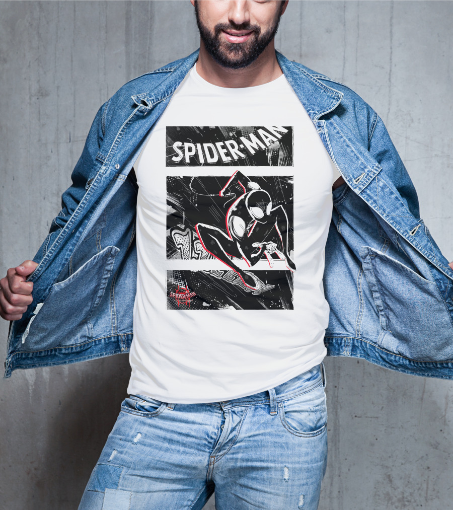 Spider-Man Marvel Spiderverse Comic Graphic Action Panels T-Shirt