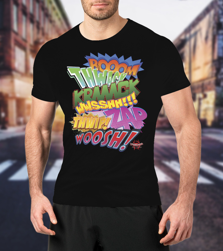 BOOOM THWACK KRRACK WHSSHH THWIP ZAP WOOSH Marvel Spider-Man Spiderverse T-Shirt