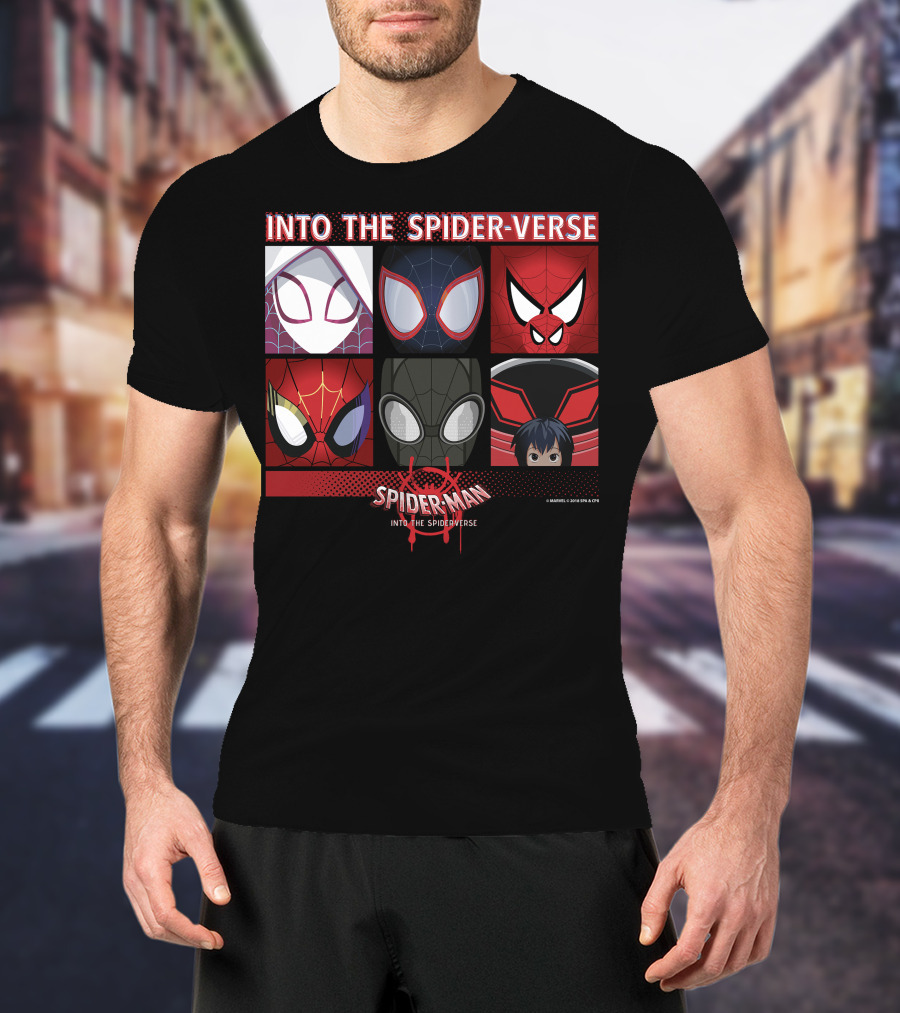 Marvel Spider-Man Into The Spider-Verse Square Group T-Shirt