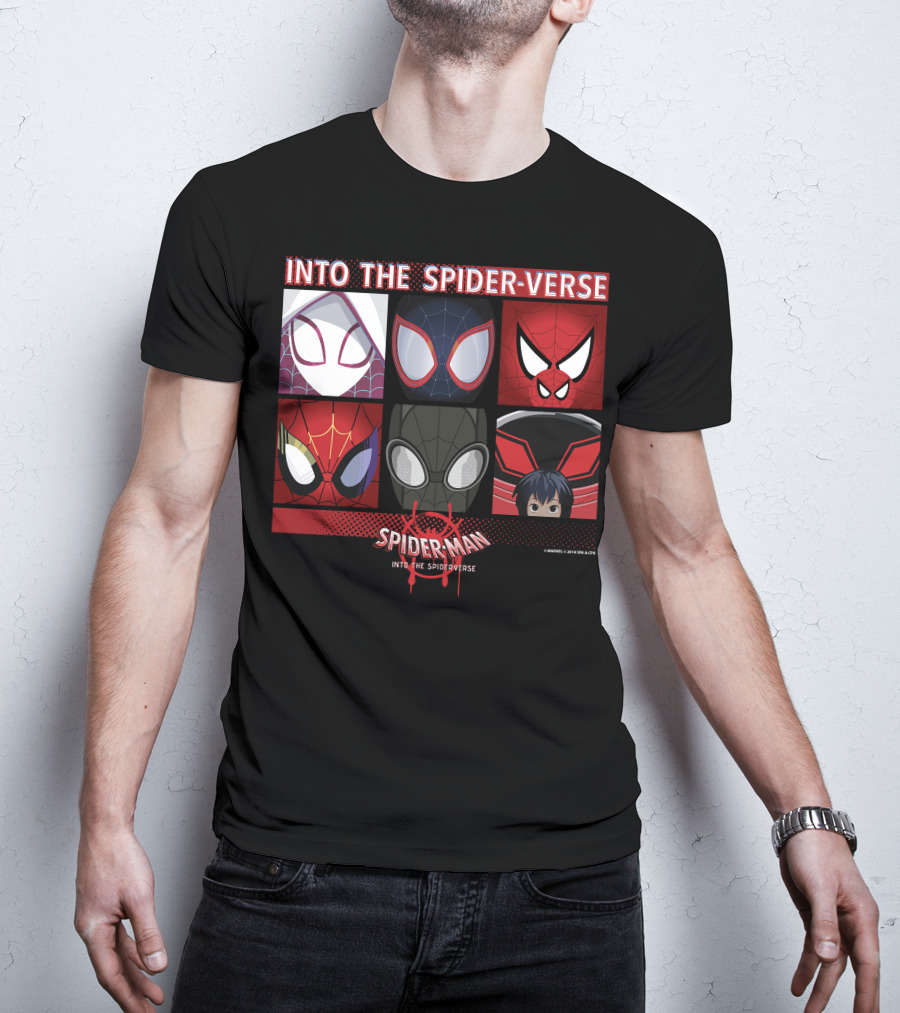 Marvel Spider-Man Into The Spider-Verse Square Group T-Shirt