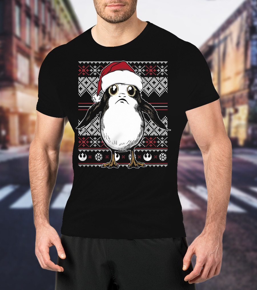 Star Wars Porg Christmas Santa Hat Ugly T-Shirt