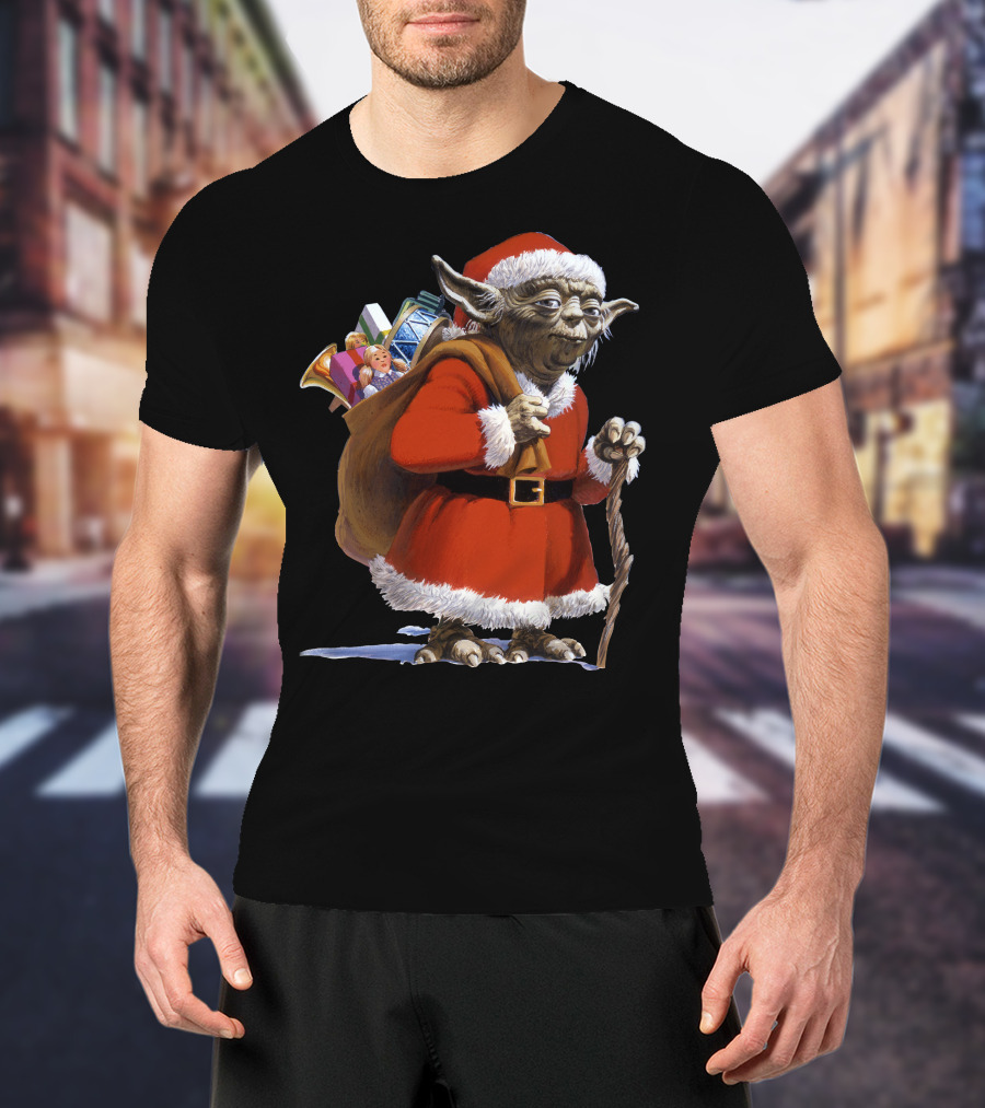 Star Wars Santa Yoda Carrying Sack Of Presents T-Shirt