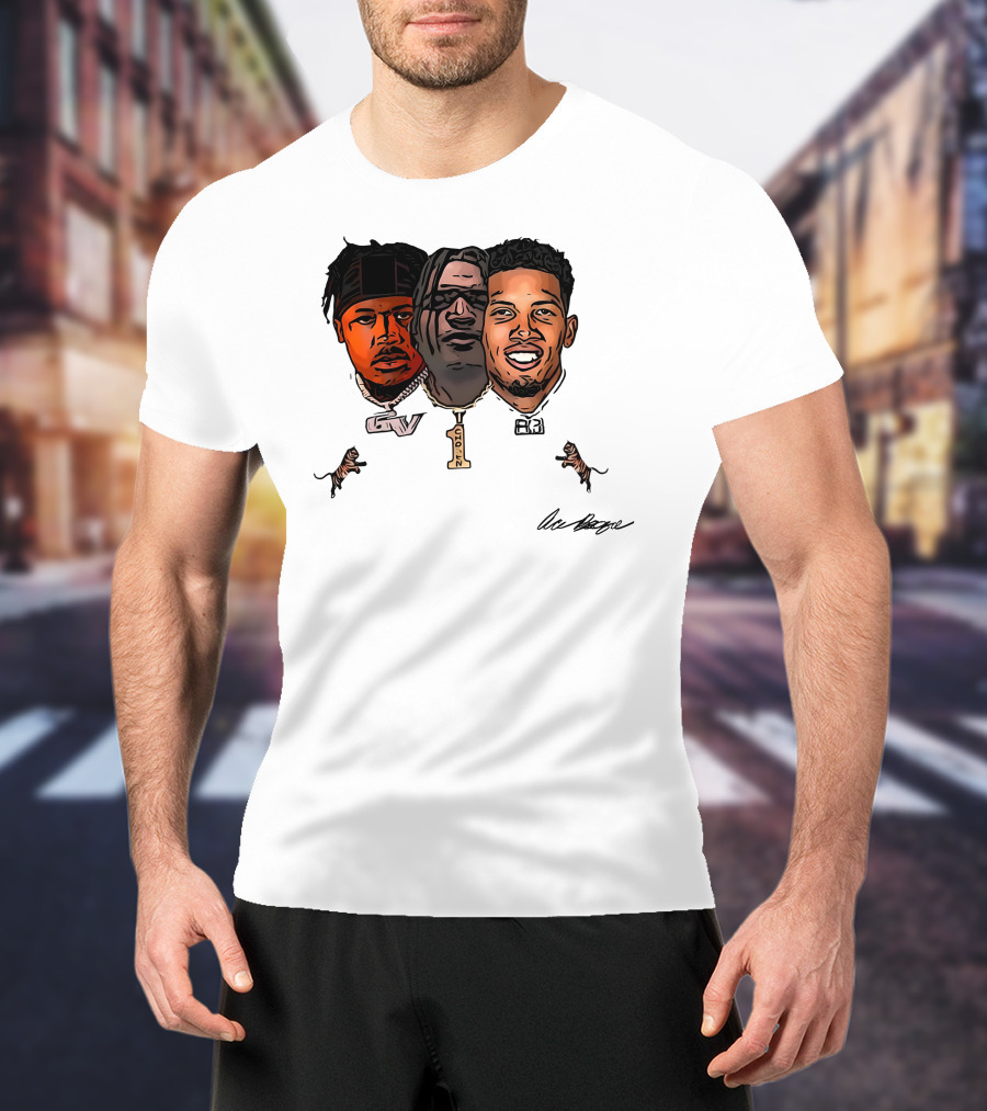 Ja'Marr Chase GV Tiger Trio Football T-Shirt