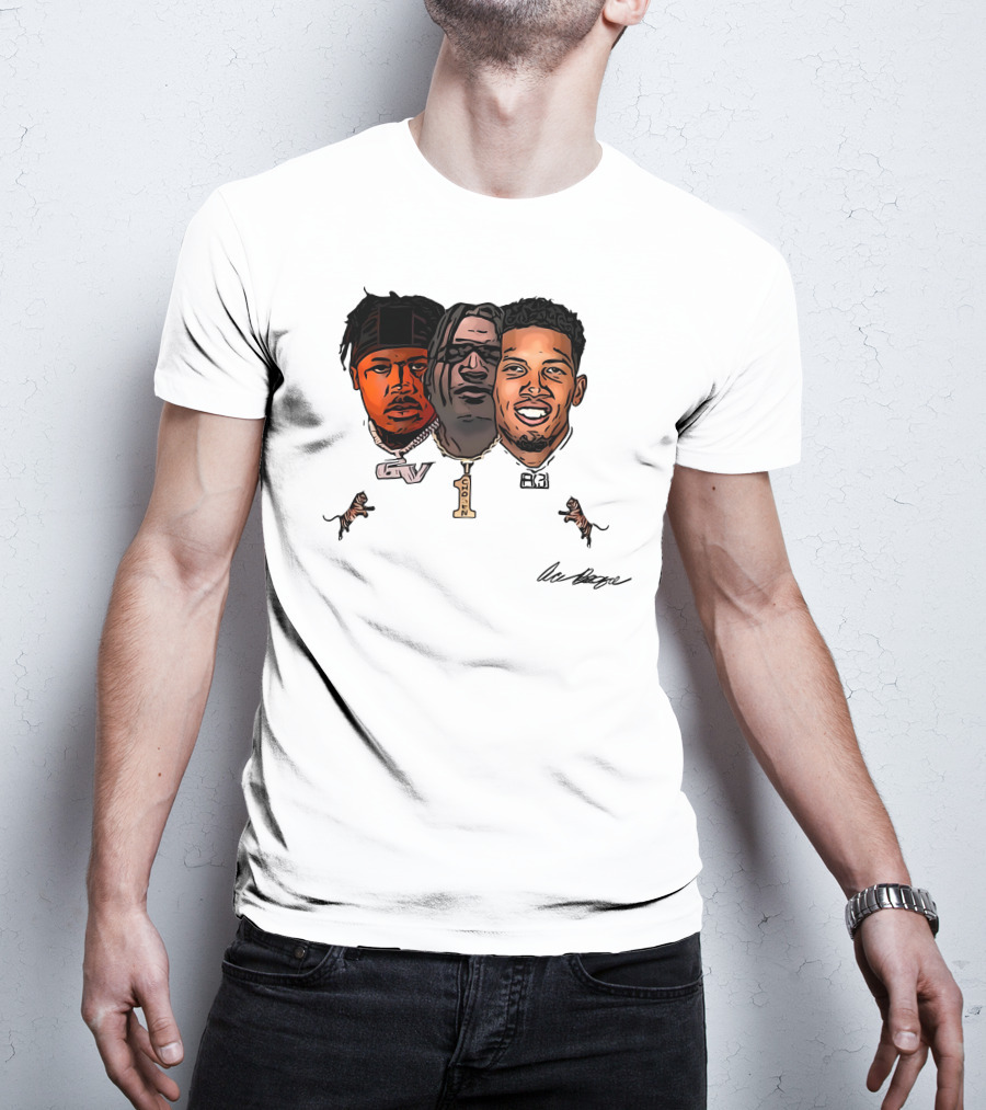 Ja'Marr Chase GV Tiger Trio Football T-Shirt