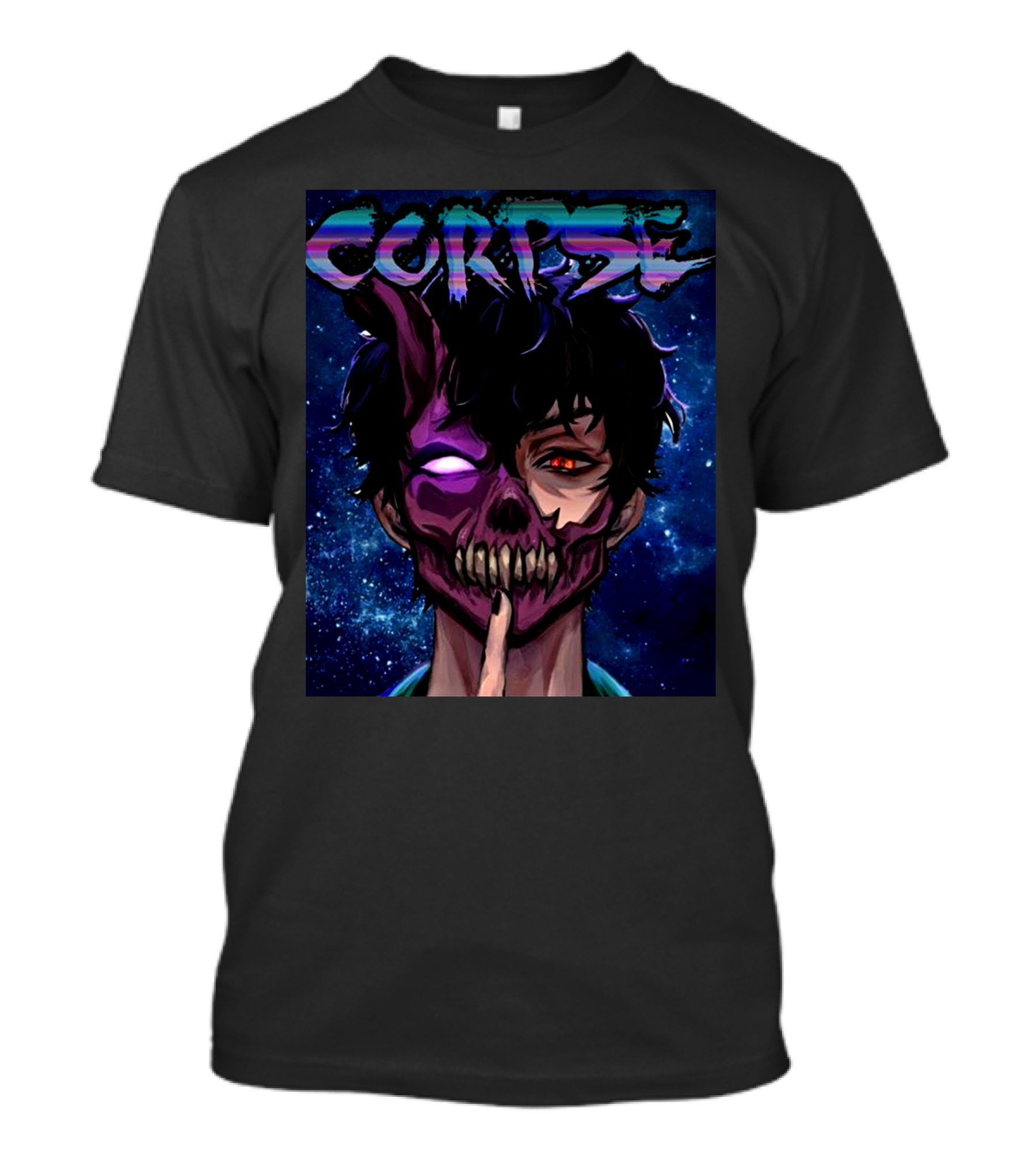 CORPSE Husband Anime Half Demon Face Art Dark Space Background T-Shirt