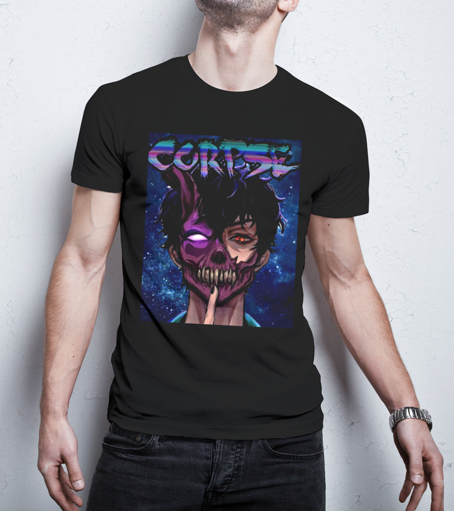 CORPSE Husband Anime Half Demon Face Art Dark Space Background T-Shirt