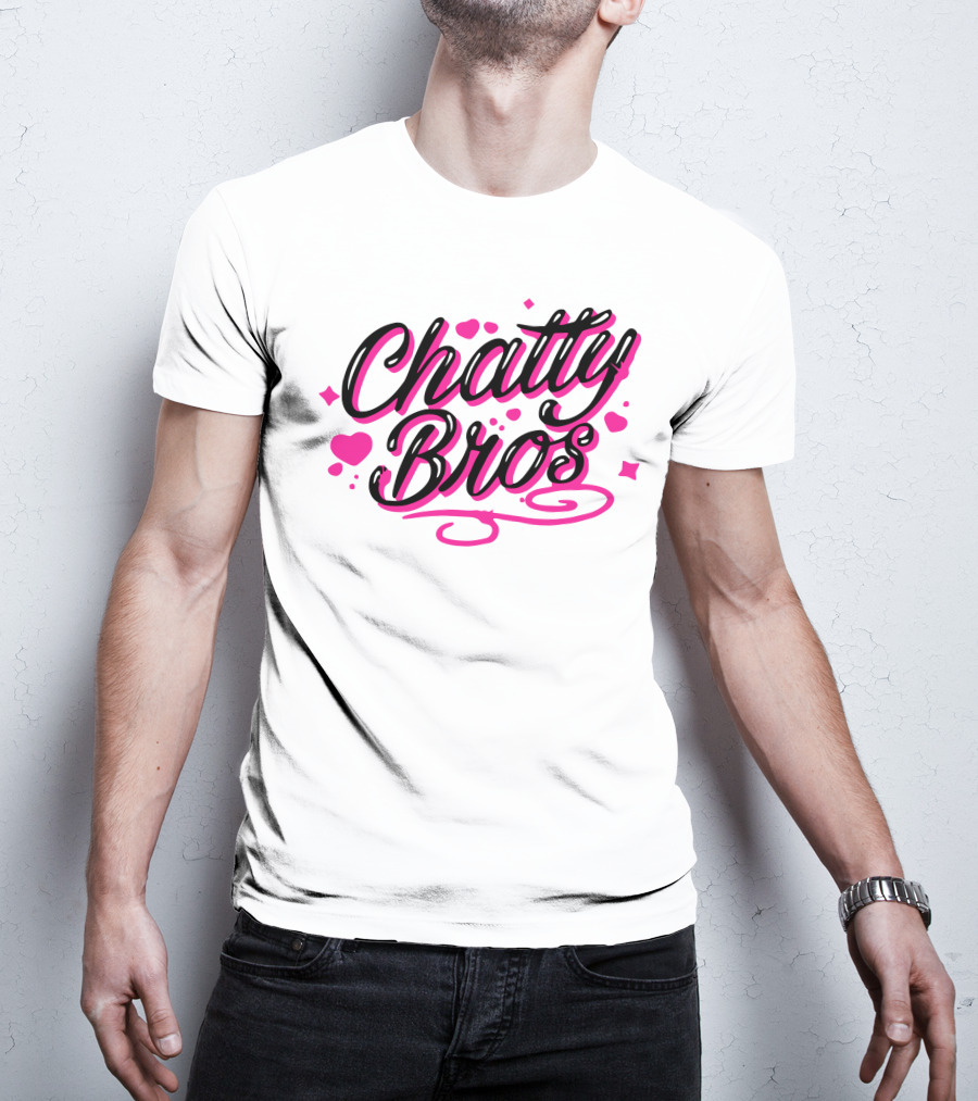Chatty Bros Merch Heart Stars Motif Airbrush Bros T-Shirt