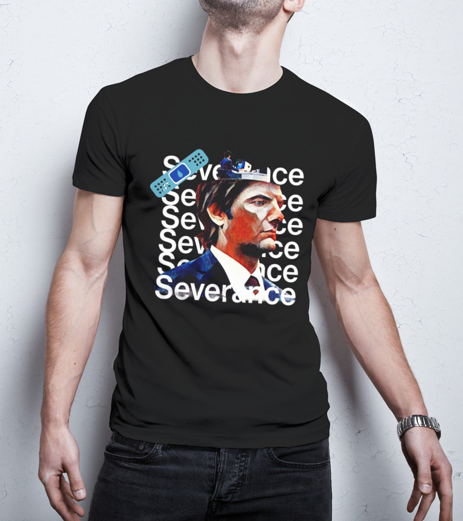 Severance Repeated Text With Bandage And Office Worker Scene T-Shirt