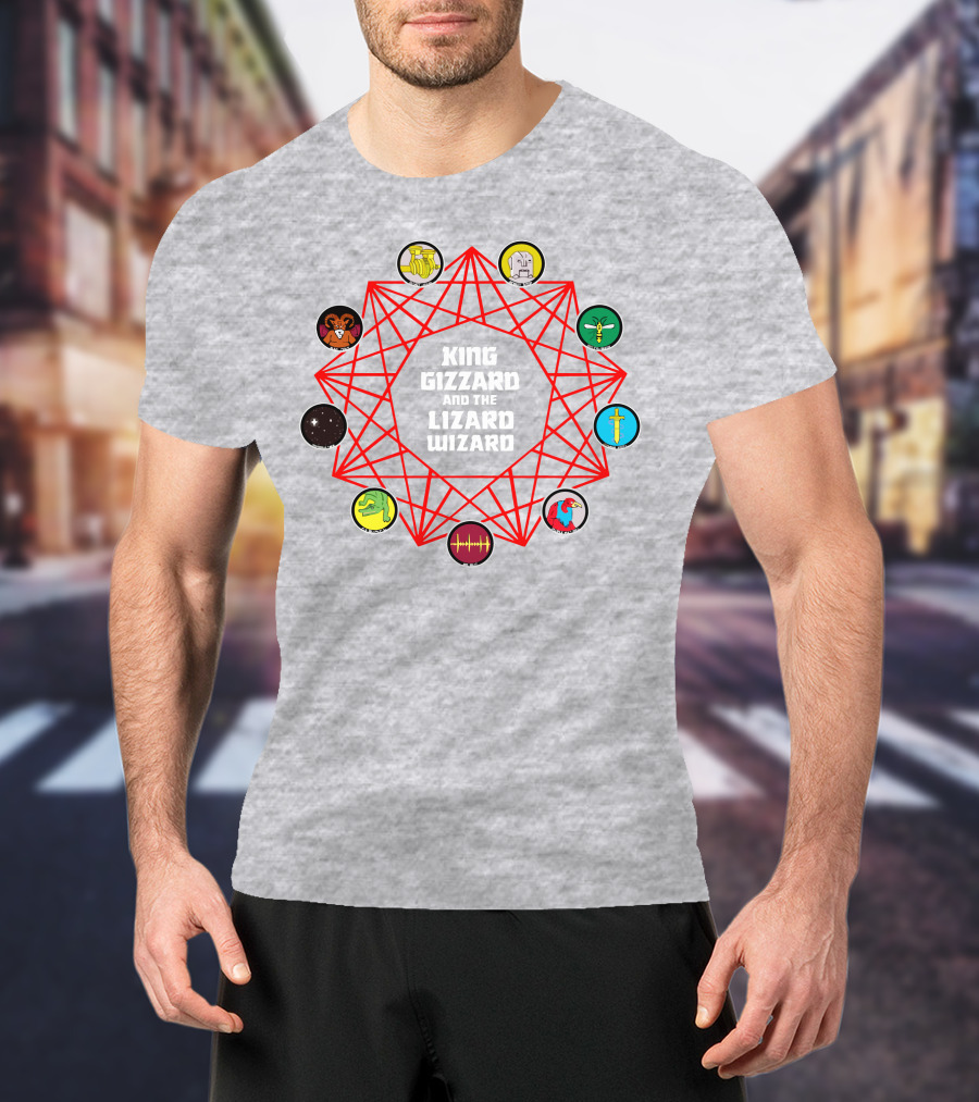 King Gizzard And The Lizard Wizard Merch With Iconic Symbols And Red Geometric Web T-Shirt