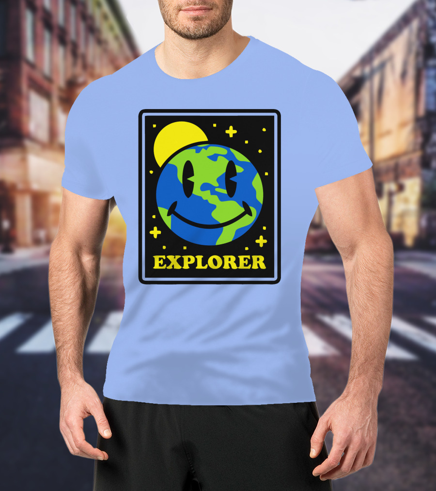 Socksfor1 Merch Explorer Earth Smiley T-Shirt
