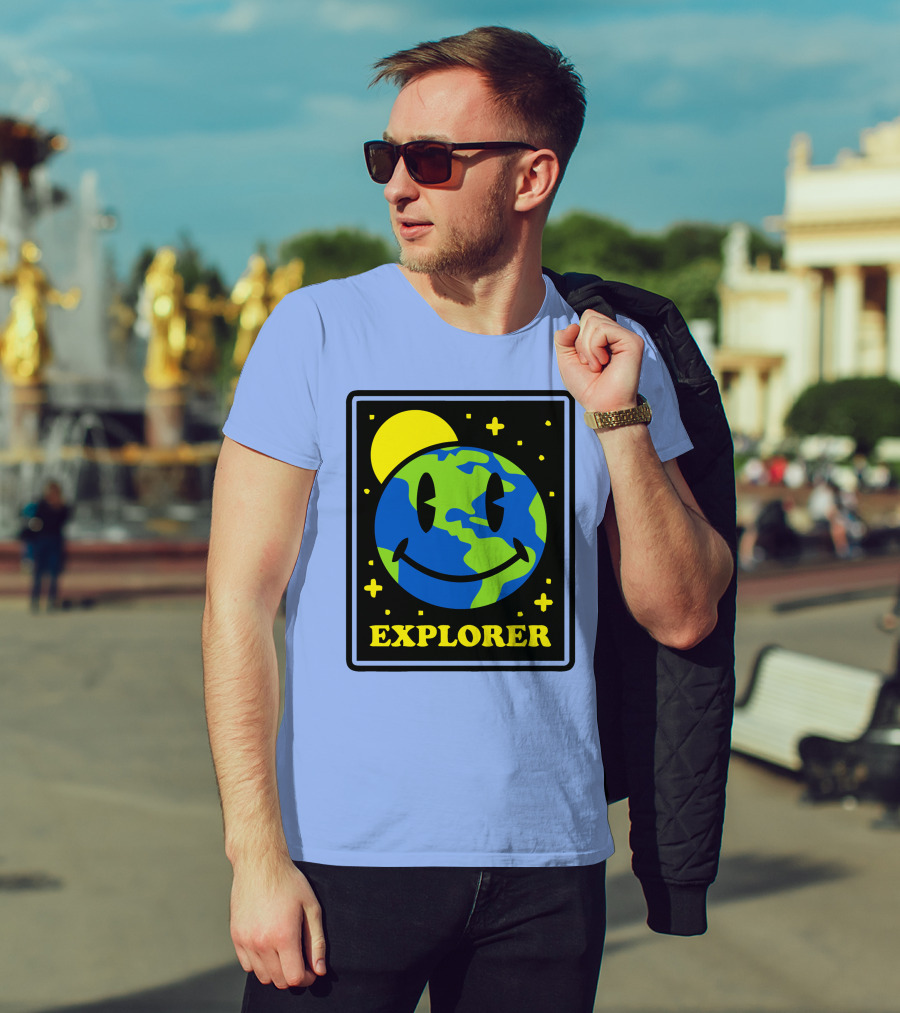 Socksfor1 Merch Explorer Earth Smiley T-Shirt