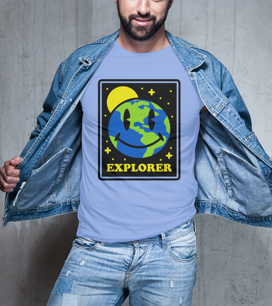 Socksfor1 Merch Explorer Earth Smiley T-Shirt
