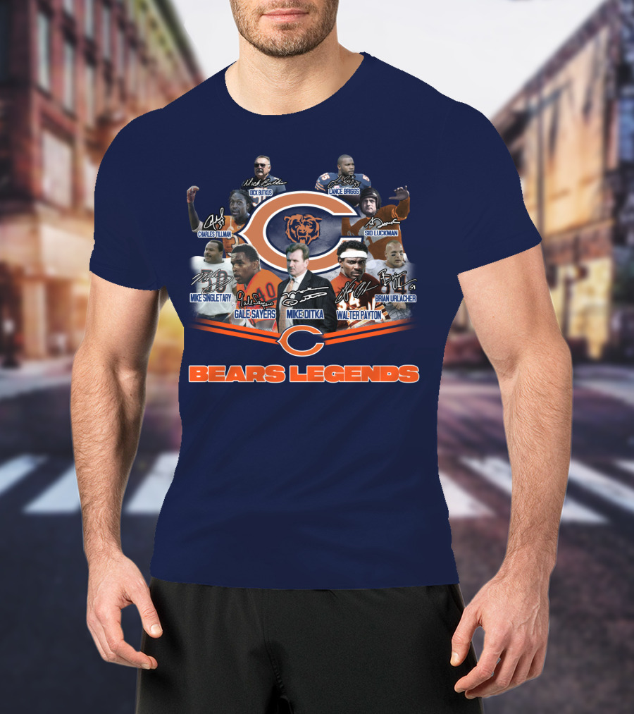 Bears Legends Dick Butkus Charles Tillman Mike Singletary Gale Sayers Mike Ditka Lance Briggs Sid Luckman Walter Payton Brian Urlacher T-Shirt
