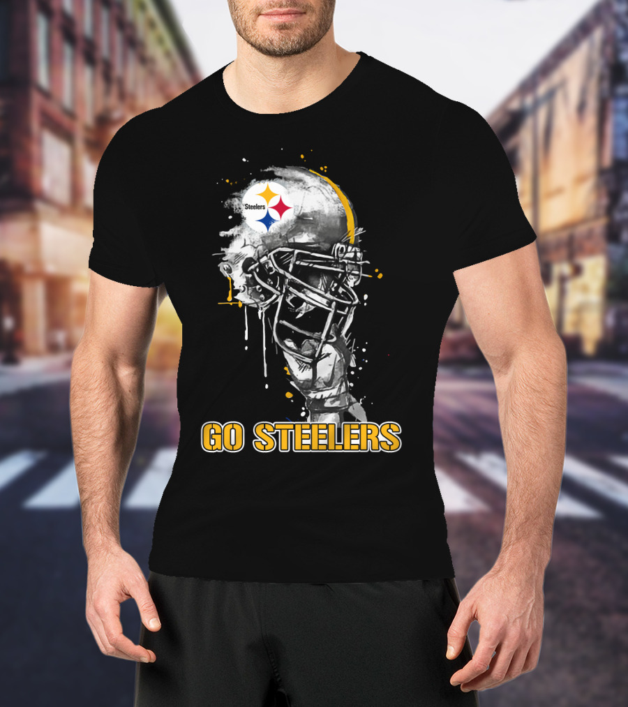Steelers Football Skull Helmet Go Steelers T-Shirt