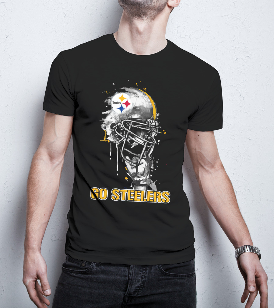 Steelers Football Skull Helmet Go Steelers T-Shirt