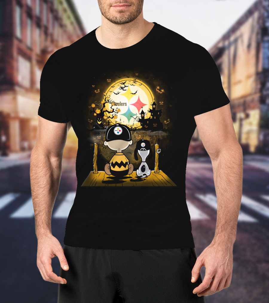 Peanuts Steelers Halloween Pumpkin Patch Scene T-Shirt
