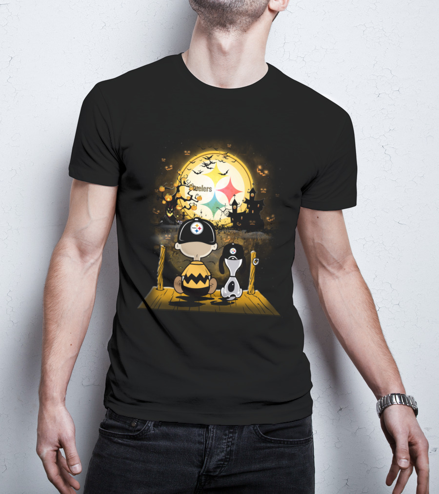 Peanuts Steelers Halloween Pumpkin Patch Scene T-Shirt