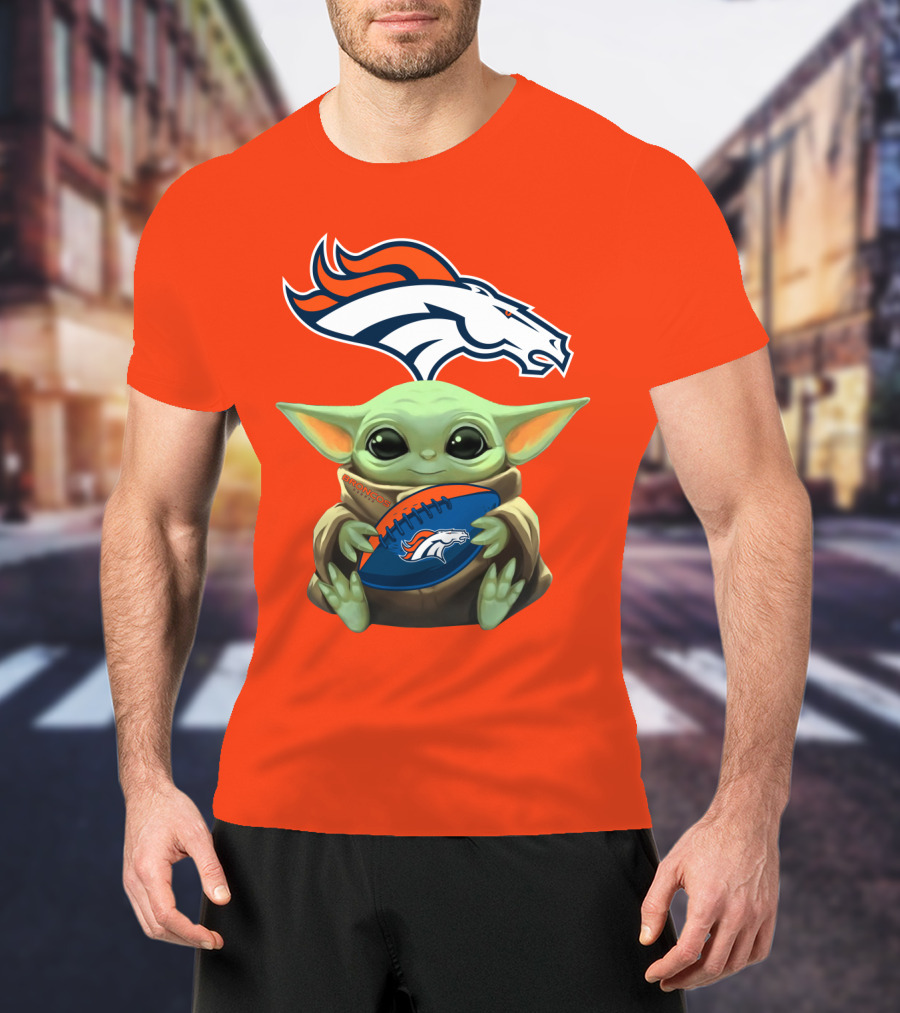 Denver Broncos Baby Yoda Football Fan T-Shirt