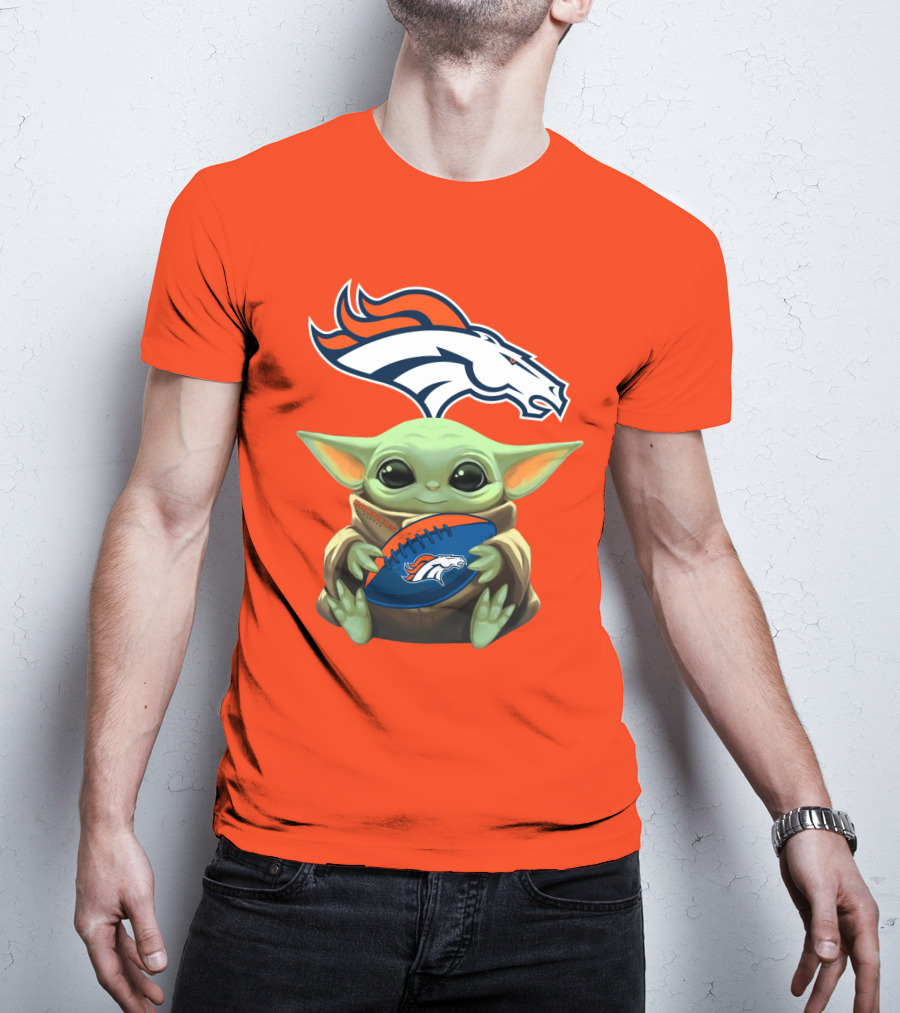 Denver Broncos Baby Yoda Football Fan T-Shirt
