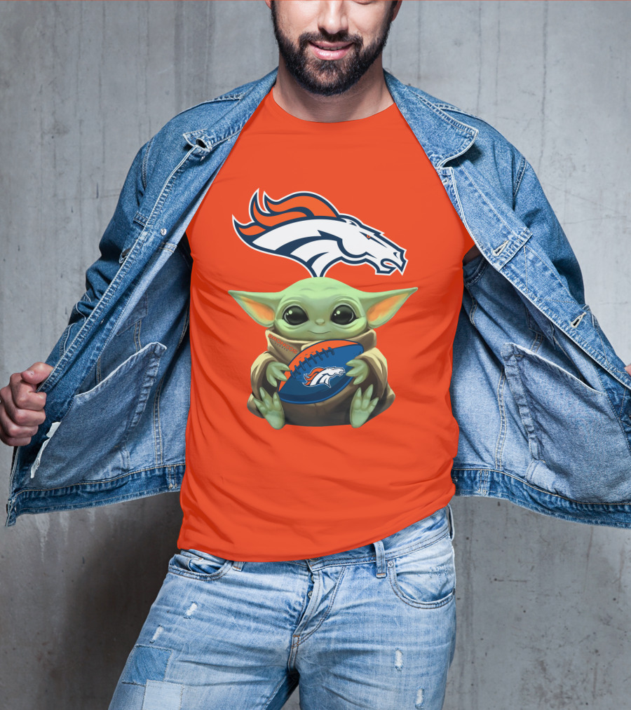 Denver Broncos Baby Yoda Football Fan T-Shirt